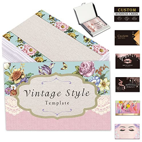Visitenkarten Personalisierbar 100/500/1000 Stück individuell mit Logo-Text QR-Code individuelle Karten im Vintage-Stil für kleine Unternehmen 8,9 x 5,1 cm wasserfest doppelseitiger Druck