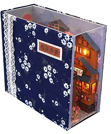Kit Casa delle Bambole in Miniatura Fai Da Te per Costruire Casa in Miniatura con Luci, Casa delle Bambole Fatta a Mano, Modello di Paesaggio Giapponese, Modelli In Miniatura per Bambini Adulti