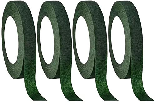 YSTrillion Ruban De Fleuriste,Fleuriste Ruban Vert,4 Rouleaux Ruban De Bouquet,Auto-adhésif Rubans Floraux pour Bouquet,Emballage de Fleurs Tige,DIY-27m*12mm