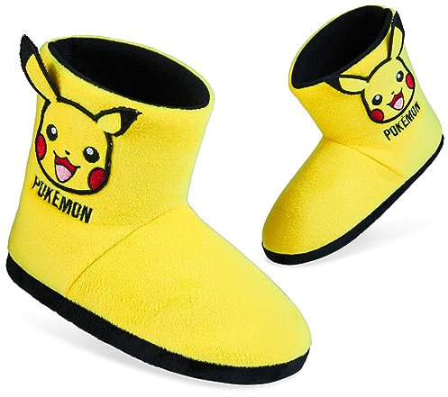 Pokemon Hausschuhe Kinder Junge, Kinder Hausschuhe, Pikachu Hausschuhe Jungen, Anti-Rutsch, 28-38 (Gelb, 33 EU)