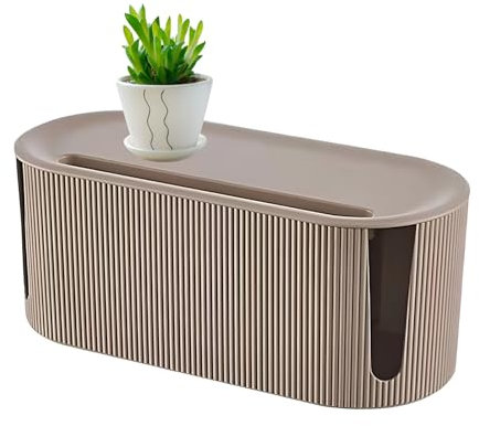 Youding Cable Management Box, Tidy Power Stripe Organizer, Cord Organizer Storage Box to Hide Strips, and Conceal Strips Electrical Cords from Tvs, Computers & Desks, Brown