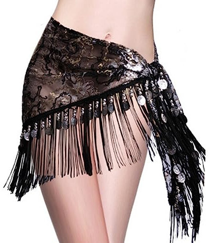 ROYAL SMEELA Bauchtanz Münzgürtel Pailletten Bauchtanz hüfttuch Frauen Quaste Bauchtanz gürtel Damen Bauchtanz Übungskleidung Bauchtanz hüftgürtel Bauchtanz huefttuch Silber hüfttuch mit münzen