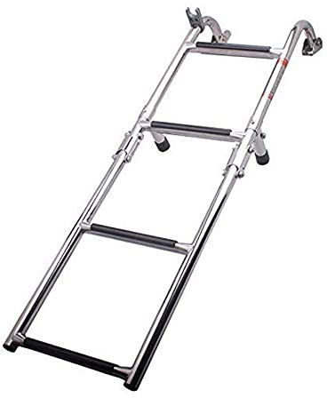 Scala telescopica interna a 4 gradini in acciaio inossidabile Scala per pontile pieghevole, con scala per ringhiera a pedale, per piscina per yacht marini Capacità 440 libbre