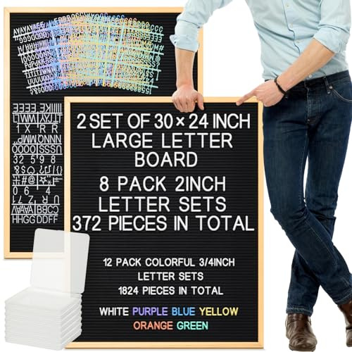 BBTO 2 Set große Filzbrieftafel 61 x 76,2 cm, wechselbare Brieftafel mit Buchstaben und Boxen, großes Filzmenü für Restaurantmenüs