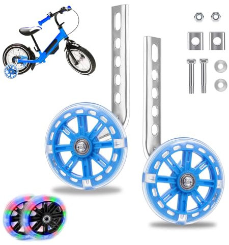 GothicBride Fahrrad Stützräder, Universal Stützräder für Kinderfahrrad Flash Räder Fahrrad Stützräder Hilfsräder, Stützräder für 12,14,16,18,20 Zoll Kinder Singlespeed Fahrrad (Blau)