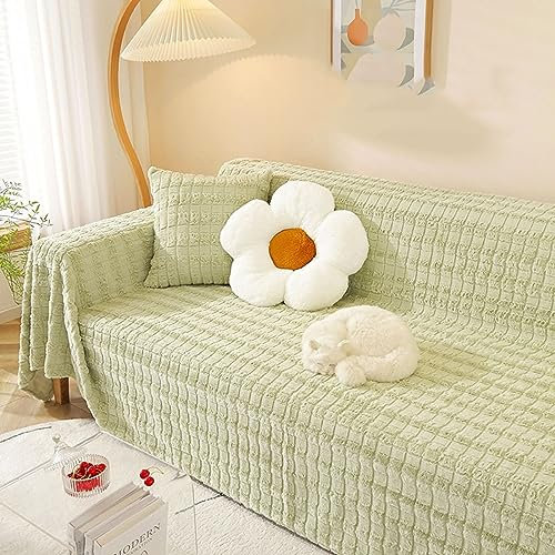 Gualiy Sofa Überzug 180x330cm, Einfarbig Couch Überzug 4 Sitzer Couch Überzug Antirutsch Grün Sofa Überzug für Ledersofa