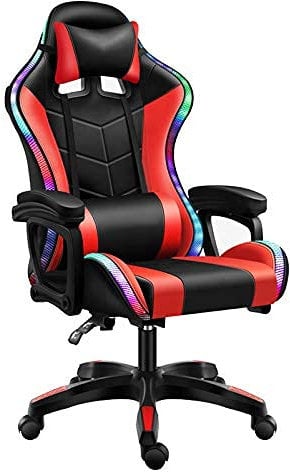 UsmAsk Office Chair Gaming Racing Computer Backrest Home Pink Girl Reclining Office Chair Comfortable Led Gaming Chair A