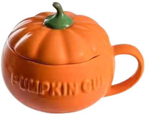 Jomewory Taza con Forma de Calabaza - Tazas de Calabaza de cerámica con Tapa - Taza de café de Halloween, decoración de otoño, niños, Familiares y Amigos, Apto para microondas