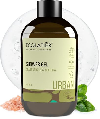 ECOLATIÈR Duschgel Meeresmineralien & Matcha - ECOLATIER URBAN Serie, 600 ml - Belebend und Reinigend mit Natürlichen Inhaltsstoffen