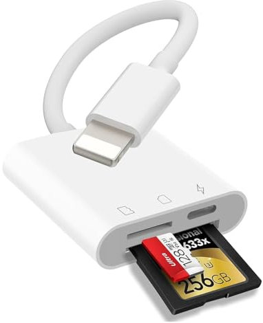 Loydia 3 in 1 SD-Kartenleser für iPhone, Lightning auf SD/TF Kartenleser Adapter für gleichzeitiges Laden und Kartenlesen, SD Kartenleser für iPad, Kamera Kartenleser Adapter für iPhone 8/11/12/13/14