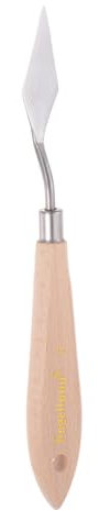 sourcing map No.5 Painting Palette Knife Stainless Steel Pointy Spatula Pallet Knife with Beech Wood Handle for Oil Acrylic Paint Canvas Mixing Spreading