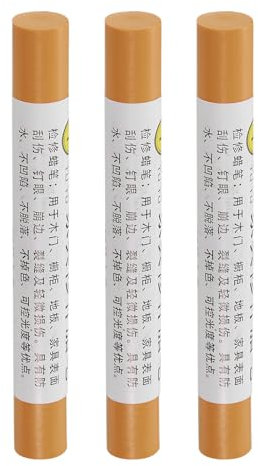 QUARKZMAN Möbelreparatur-Wachsstifte, 3 Stück - Holzwachs-Füllstift, Möbelmarker zum Ausbessern - für Kratzer, Löcher, Tische, Schreibtische, Holzböden, Buche