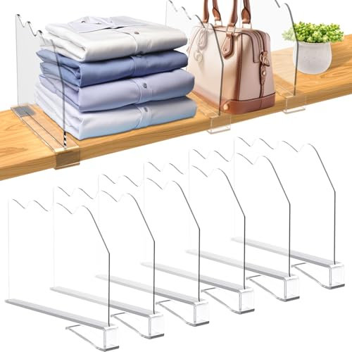 6 Stück Transparente Acryl Trenner Schrank, Multifunktionaler Kleiderschrank Trenner, 30x20cm Regalteiler, Kleiderschrank Trenner für Schlafzimmer Küche Schränke und Organisation