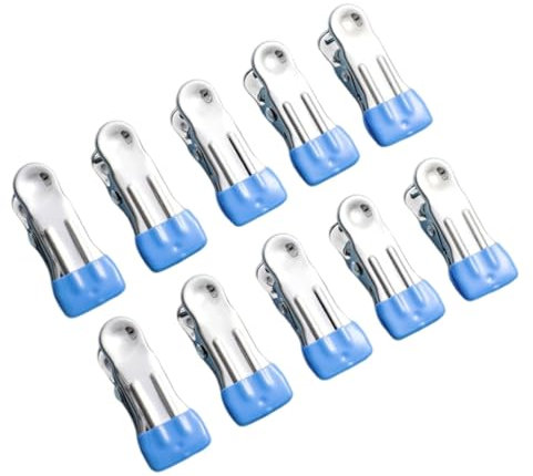 Spurlose Wäscheklammern zum Trocknen, Wäscheklammern zum Lufttrocknen - Chip-Clips spurlos,Taschenklammern für Lebensmittel, 10 Stück Kleiderbügelklammern, Klammern für Chips, Edelstahl für Handtücher