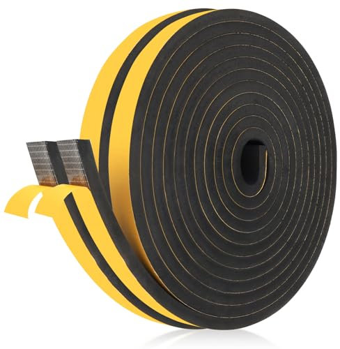 Trukafie 10M Moosgummi Selbstklebend, 6mm x 12mm Dichtungsband, Dichtband Selbstklebend Anti Kälte-Wind Lärm und Kollision, Dichtungsband Selbstklebend für Fenster Tür Kochfelder[2 Rollen mit je 5m]