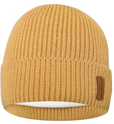 North Bund Winter Beanie Mütze Herren Damen Strickmütze Unisex Dickes Warmfutter Wintermütze Dehnbarer weicher Innerline Hut Gelb