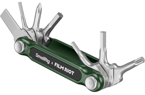 SMALLRIG x FILM RIOT Juego de Herramientas Plegables 7 en 1 con Destornilladores y Llaves Hexagonales, Posicionamiento en Múltiples ángulos, Diseño Portátil y Compacto (Verde) - 4812