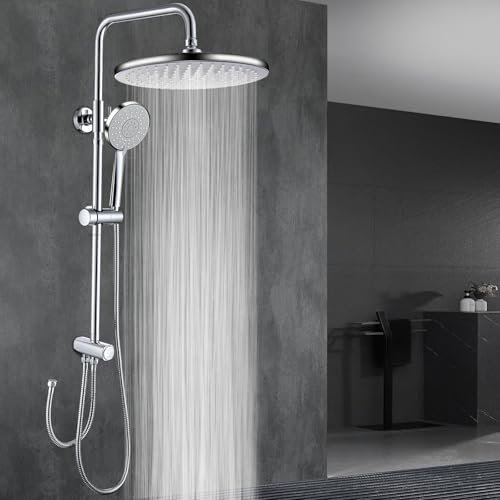 GAOZHI Colonna Doccia senza Miscelatore Termostatico Colonna Doccia idromassaggio Set in Acciaio Inox Doccia Completo Set Doccia a Pioggia con Soffione Doccia 23cm Tondo e Doccetta Mano 3 Funziones