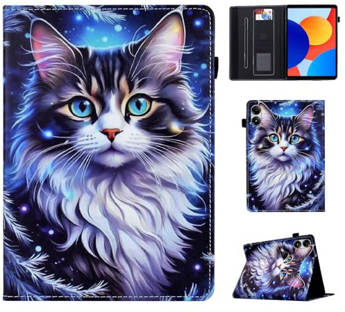 Vaitasy Funda Xiaomi Redmi Pad Pro 12.1 Pulgadas 2024, Multiángulo Magnética Cover con Ranura para Tarjeta Carcasa para Redmi Pad Pro 5G 12.1 - Gato Manchado de Tigre
