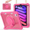 Miimall für iPad mini 7 Hülle 2024 A17 Pro, iPad mini 6 Hülle 2021 8,3 Zoll, Stoßfeste Schutzhülle mit Stifthalter Drehbar Ständer Schultergurt 360 Grad Bumper Cover für iPad mini 7/6 Case Rosa