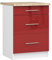 AKORD | Küchenschrank mit Arbeitsplatte - Oliwia S60 | Küchenunterschrank mit 3 Schubladen | Unterschrank Küche 60 cm Breit | ABS-Kante 18 mm | 46 x 60 x 85 cm | Weiß & Rot Glanz