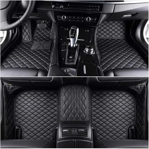 HAIJIEPS Auto Fußmatten für VW Touareg III (CR) 2018-2024 Anti Rutsch Teppichunterlage, Leder Fußmatten Auto Fussmatten Auto Bodenschutz Unterlage Innenraum Zubehör,Black