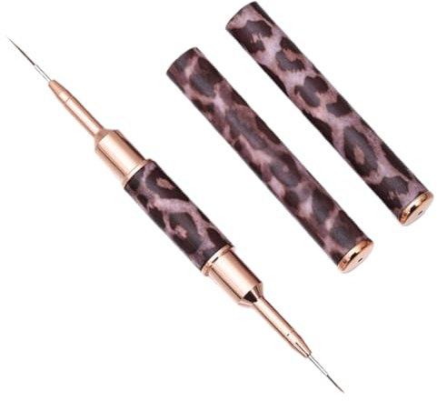 FRCOLOR Leopard Print Pencil Nail Art Brush Double-end Liner Pen for Manicure for Nail Drawing