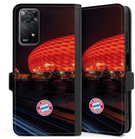 DeinDesign Klapphülle kompatibel mit Xiaomi Redmi Note 11 Handyhülle aus Kunst Leder schwarz Flip Case FC Bayern München FCB Stadion
