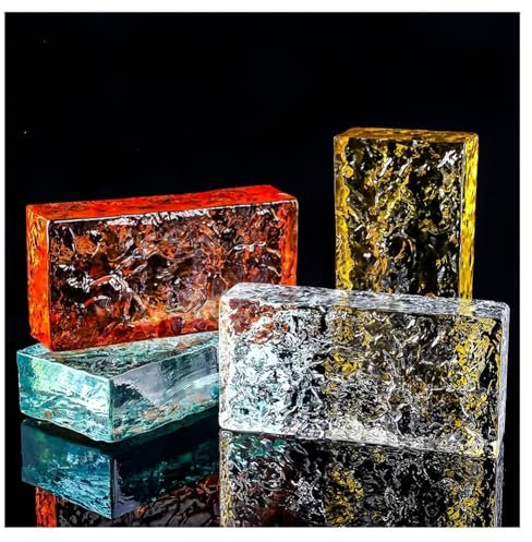 Zfmnoyev Briques De Verre Haute Transparence, Briques De Cristal Pleines Double Face, Blocs De Verre À Isolation Phonique Et Thermique, Utilisés dans des Domaines Tels Que Les(Jaune)