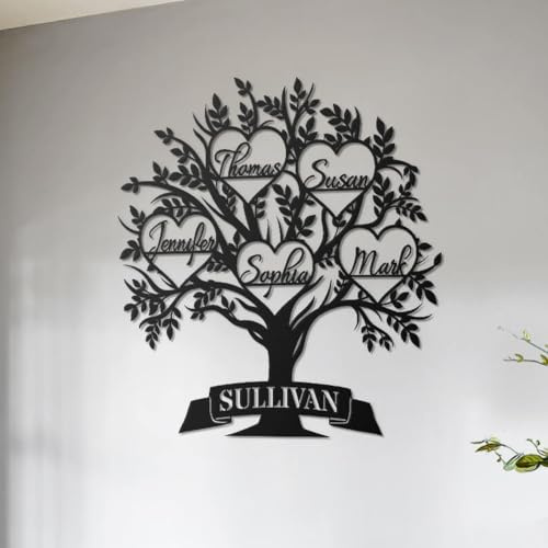 Panneaux en métal personnalisés arbre de vie familial, décoration murale d'arbre de vie personnalisée, décoration murale de cour extérieure, panneau familial, panneau d'arbre de cour personnalisé