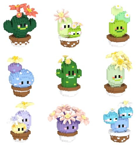 LULUFUN Juego de Bloques de construcción, Mini Juguete de construcción de Cactus, Juguete Educativo, Regalo para Adultos y niños, Juego de 9