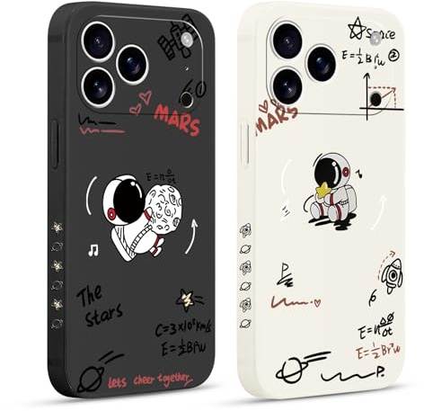 Pnakqil 2 Stück Handyhülle für iPhone 17 Pro 6,3 Hülle, Süßer Astronaut Formel Bemaltes Muster Case Silikon Weiche für Mädchen Modische TPU Dünn Stoßfeste Kameratasche Tasche Schutzhülle