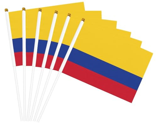 Kleine Mini-Flagge von Kolumbien, Handflagge, doppelseitig, 14 x 20,8 cm