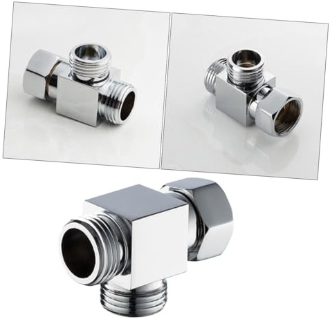 CLISPEED Brass Angle Stop Valve Three-Way Connector 4-Point Internal Thread and Dual 4-Point External Thread Shut Off Valve for Kitchen and Bathroom Sink