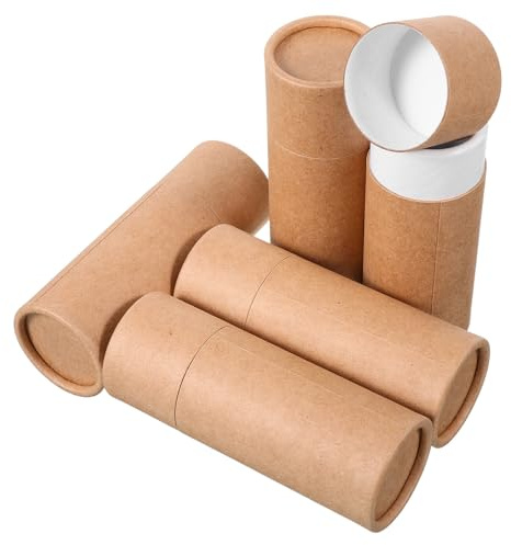 PHENOFICE 5 Stück Runde Zylinderboxen aus Kraftpapier 20 Ml Fläschchen mit Deckel Tragbar und Versiegelung für Ätherische Öle zu Hause und Büro