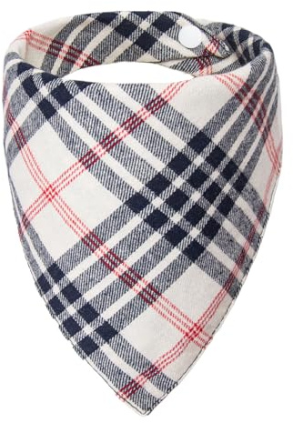 ICEMOOD Bandana Chien Plaid, Foulard Chiot Réglable, Coton Doux Respirant Lavable, pour Animaux Moyens et Grands 16-40KG, Beige