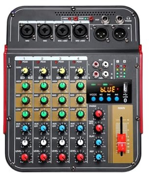 Mischpult, 6-kanal Mischpult Audio Mixer Outdoor Konferenz USB Bluetooth-kompatibel Reverb Prozessor Soundkarte(A)