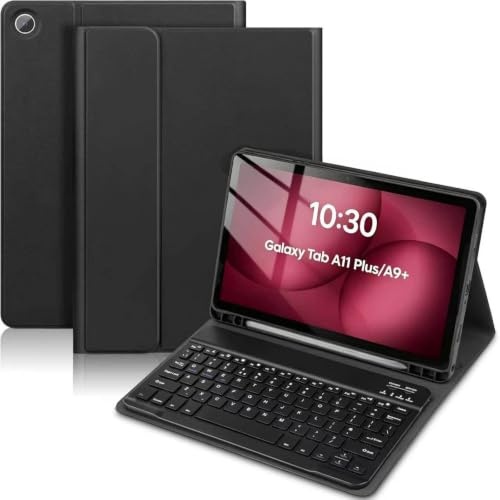 SXNIWBAI Funda con Teclado para Samsung Galaxy Tab A11 Plus/A9+ 11“ 2025/2023 (SM-X310/X315/X236), Teclado Bluetooth inalámbrico Desmontable con Funda Protectora, para la Tablet Samsung A11+ (Negro)