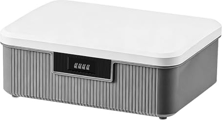 TECKZOON Caja de medicamentos con cerradura de 2 capas, 16 L, con cerradura de combinación de ABS, para medicamentos, aperitivos, objetos de valor y objetos personales, escuela y oficina (gris)