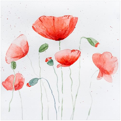 Wallario Glasplatte, Schutzplatte 55 x 55 cm - geeignet für IKEA Lack Tisch, für Beistelltisch/Couchtisch, Mohnblumen in Aquarell