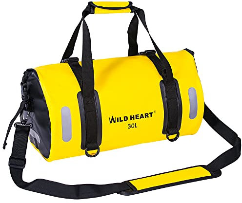 Wild Heart wasserdichte Tasche für Kajakfahren, Camping, Boot, Radfahren 20L 30L 40L (gelb, 30L)