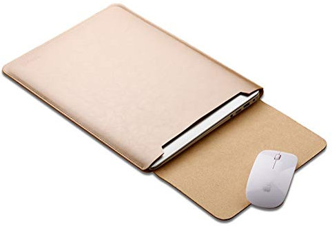 ele ELEOPTION Microfiber Leather Laptop Sleeve Slim Case Cover Luxury PU Leather Case Elegant Protective Case Integrated Mouse pad for Macbook 12, Luxury gold