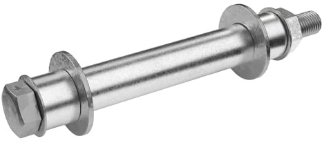 ECD Germany Axe Universel pour Roue de Brouette, Ø10,5x105 mm, en Acier Galvanisé, Largeur de Roue Max. 110 mm, Kit de Montage d'Axe de Brouette avec Rondelle et Noix, Essieu Roue de Charrette