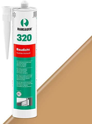 RAMSAUER 320 Baudicht (Eiche dunkel) - 310ml Kartusche, elastisch, Abdichtung von Fugen an Fassaden, Dehnungs- & Stoßfugen Fertigbetonbau, Anschlussfugen Fenster-& Türrahmen, Innen- & Außenbereich