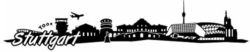 Samunshi® Stuttgart Skyline Wandtattoo Sticker Aufkleber Wandaufkleber City Gedruckt Stuttgart 120x25cm schwarz