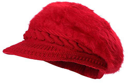 Wintermütze Damen Schirmmütze Warm Baskenmütze Winter Gestrickt Hüte Weich Ballonmütze Gefüttert Strickmütze Klassisch Winterhüte Einfarbig Barett Mütze mit Zopfmustern für Outdoor