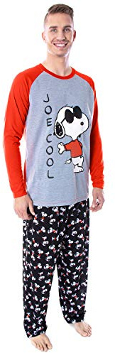 Peanuts Joe Cool Snoopy Schlafanzug für Herren, langärmlig, mit Raglan-Hose, Joe Cool, XL