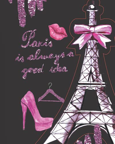 Eiffel Tower Lined Notebook: Hot Pink Girly Notebook for Women | Inspirational Journal For NoteTaking | Blank Lined Note Book For Affirmations | Aesthetic pink notebook for journaling