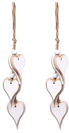 2 Stück Deko Herz Hänger Holz Herzhänger Herz Anhänger Holzherzen Fensterdeko Fesnterhänger Mitbringsel Hochzeitsdeko Raumdeko Hängedeko Wanddeko Holz-Deko Geschenk für Wohnzimmer Fenster,Stil #1