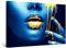 Startonight Bilder - Blaugold Metallisches Gesicht - Leinwandbilder Moderne Kunst, Wanddeko Kunstdrucke, Wandbilder XXL Wohnzimmer Groß Wand Bild 80 x 120 cm, Tag Nacht Effekt, Elegante Geschenkidee